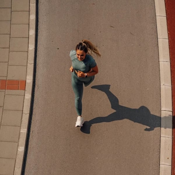 Runner training on road